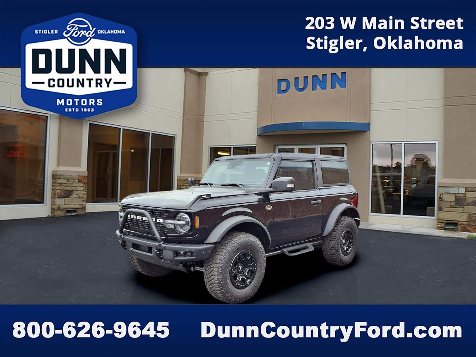 2024 Ford Bronco Wildtrak in Black — front three-quarter view