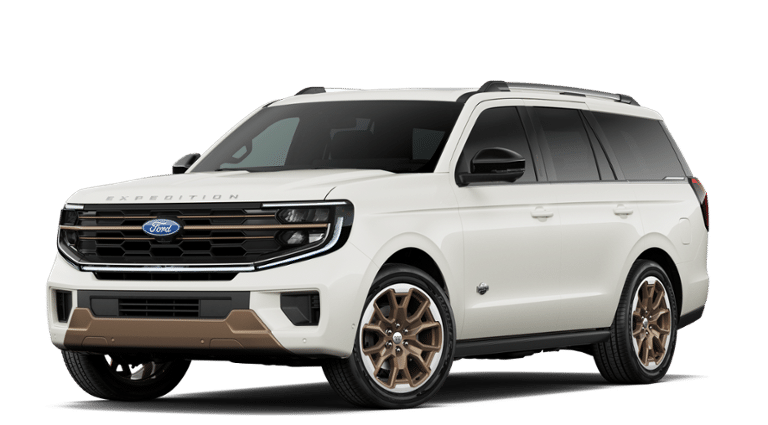 2027 Ford Expedition King Ranch in Star White Metallic Tri-Coat — front three-quarter view