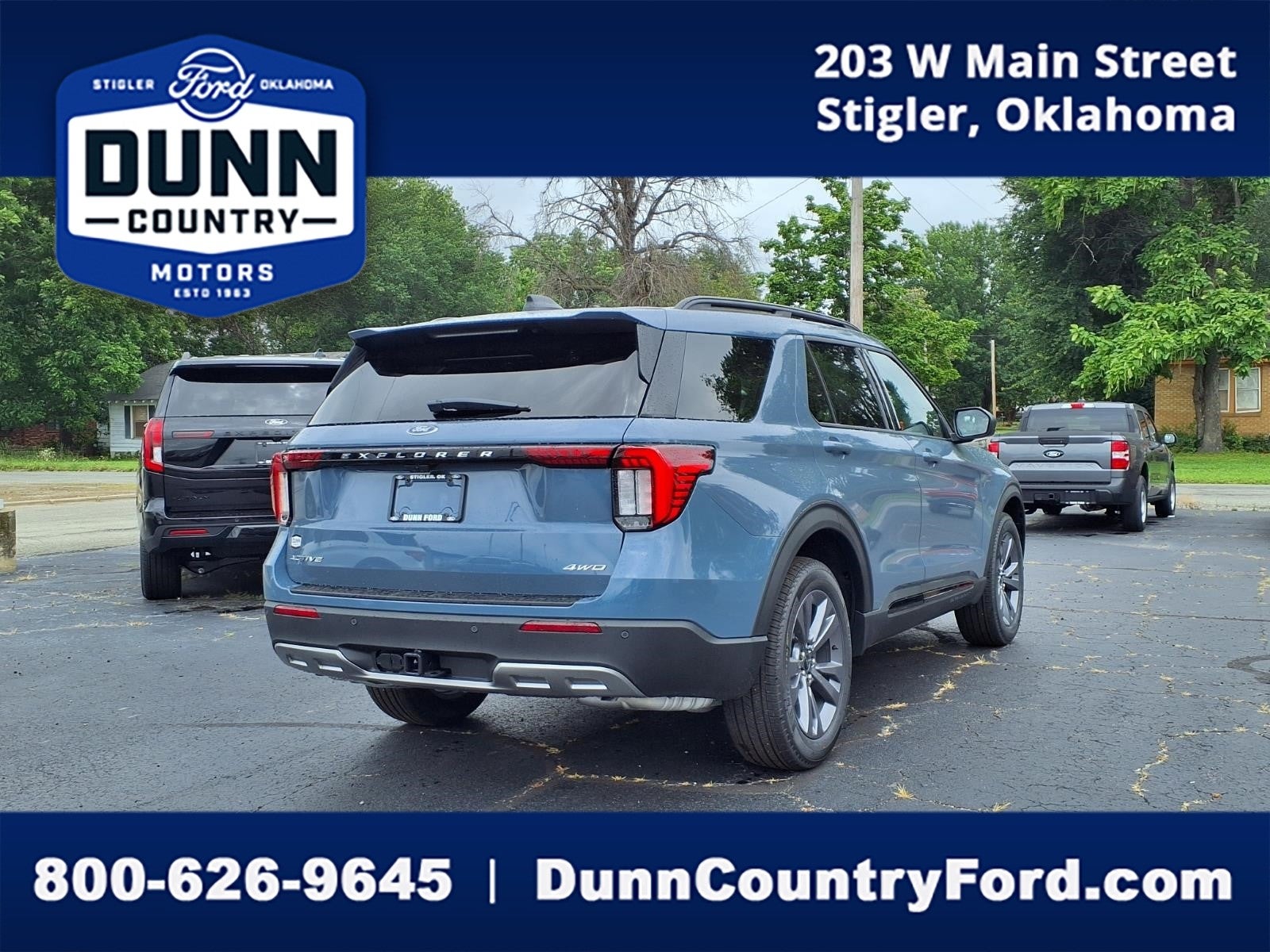 2026 Ford Explorer Active in Vapor Blue Metallic — front three-quarter view
