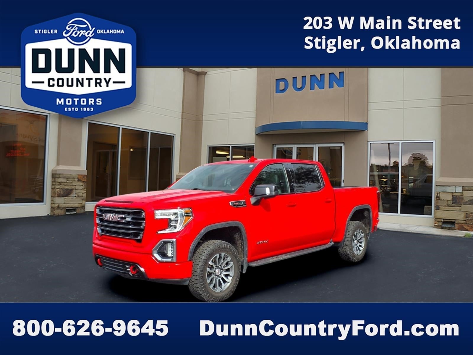 2021 GMC Sierra 1500 AT4 in Red — front three-quarter view